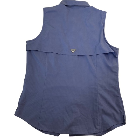 Columbia PFG Sleeveless Fishing Shirt Women’s Size XL Blue Vented Button Front - Picture 8 of 13